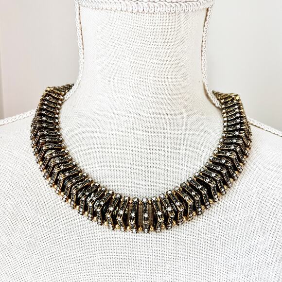 NEW Chico's 3-D Goldtone Statement Rhinestone Collar Necklace - Picture 1 of 9
